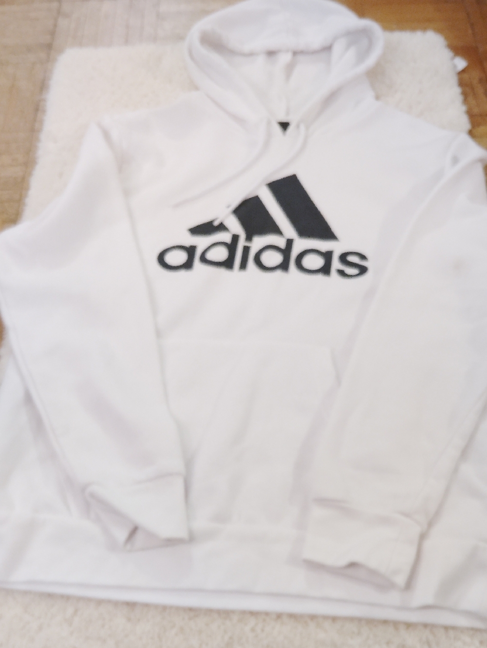 adidas White Hoodie with Black Logo Graphic